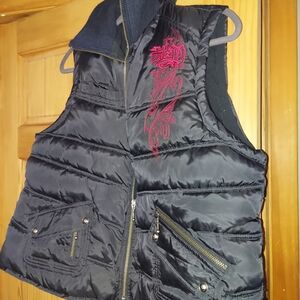 Harley-Davidson Black Puffer Vest with Pink/Red Embroidered Accent Size 1W